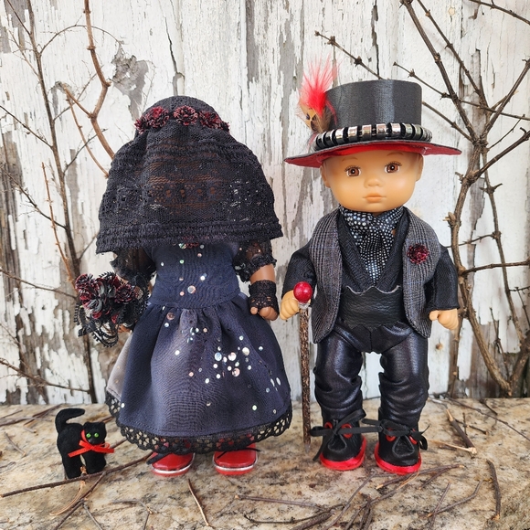 🎨 8 Inch Little Bitty Baby Traditional Gothic Boy and Girl Outfits - Picture 2 of 15